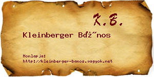 Kleinberger Bános névjegykártya